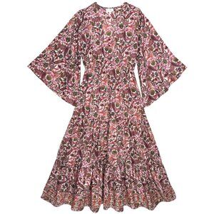 ANTHROPOLOGIE BOEMO FLORAL PAISLEY RESORT MAXI DRESS COTTAGECORE BOHO PRAIRIE  M